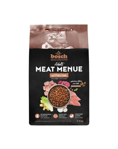BOSCH Meat Menue Adult hrana caini adulti 2,5 kg curcan si pui