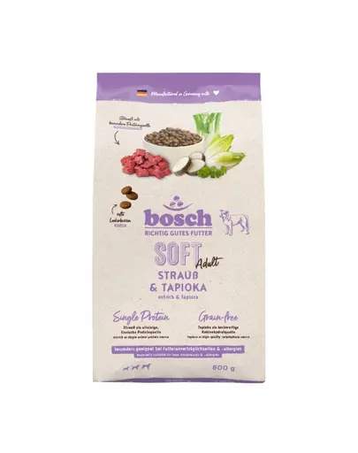 BOSCH HPC Soft Adult hrana semi-umeda monoproteica caini adulti cu strut si tapioca, 800 g