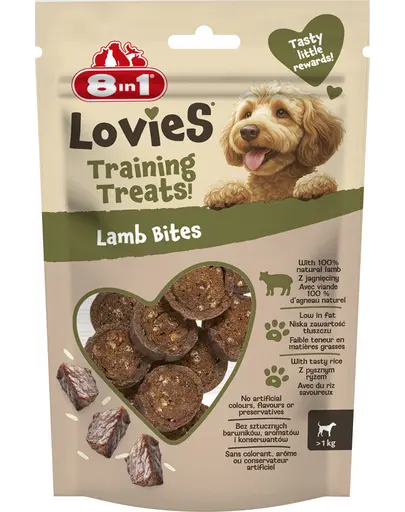 8IN1 Lovies Training Treats Lamb Bites 90 g recompense pentru dresaj cu miel si orez pentru caini