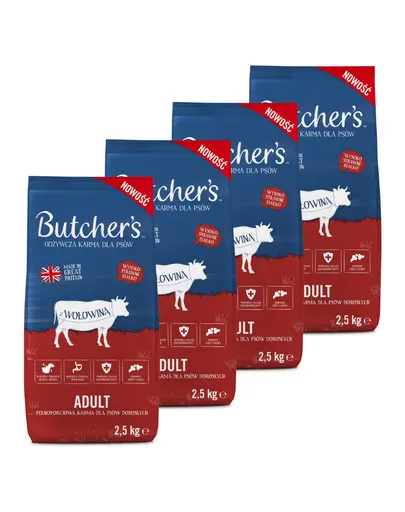 BUTCHER'S Original hrana cu vita pentru caini 4 x 2,5kg