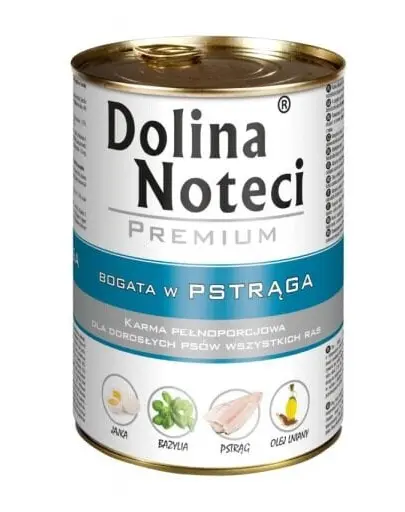 DOLINA NOTECI Premium bogat in pastrav hrana caini 12x400g