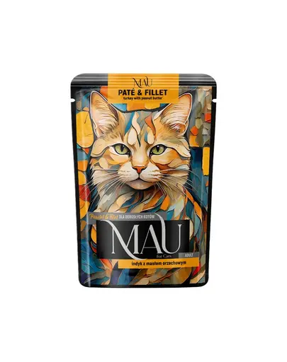 MAU Pate & Filet plic hrana umeda pentru pisici adulte, cu curcan si unt de arahide 85 g