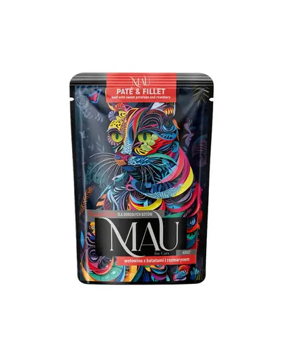 MAU Pate & Filet hrana pisici adulte 85 g cu vita, cartof dulce si rozmarin