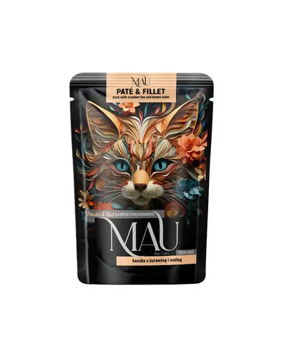 MAU Pate & Filet 85 g hrana pisici sterilizate, cu rata, merisoare si roinita