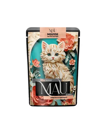 MAU Mousse hrana pisoi de la 3 luni, cu vitel si sparanghel 85 g