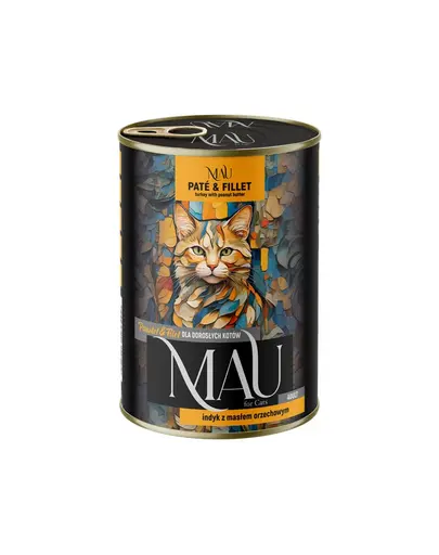 MAU Pate & Filet conserva pisici adulte, curcan si unt de arahide 400 g