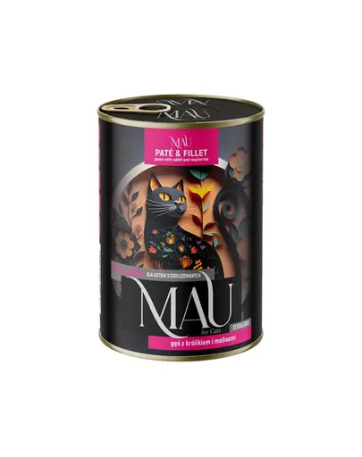 MAU Pate & Filet hrana umeda 400 g pisici sterilizate, cu gasca, iepure si zmeura