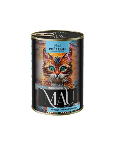 MAU Pate & Filet 400 g hrana umeda pentru pisici adulte, cu sebasta si trei-frati-patati