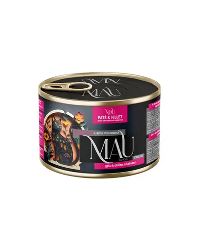 MAU Pate & Filet hrana pisici sterilizate 185 g cu gasca, iepure si zmeura