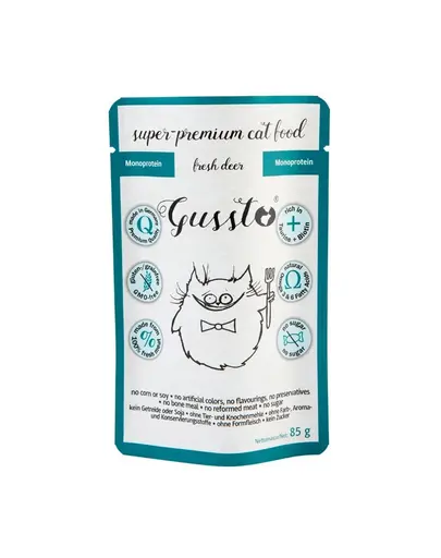 GUSSTO Fresh Deer hrana umeda monoproteica pentru pisici, cu carne proaspata de cerb 85 g