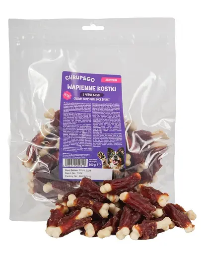 CHRUP&GO Cuburi cu calciu si piept de rata 500 g gustare pentru caini