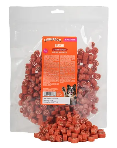 CHRUP&GO Sushi cu rata si cod 500 g gustare pentru caini