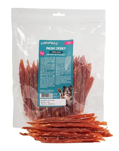 CHRUP&GO Fasii Jerky cu piept de rata 500 g gustare pentru caini