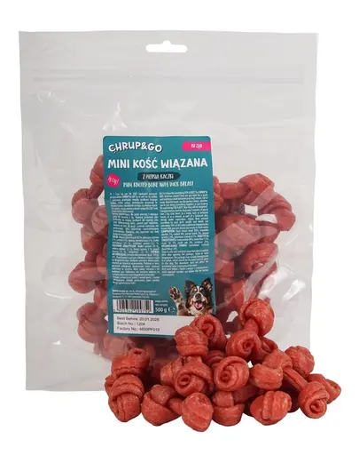 CHRUP&GO Mini Os de ros impletit cu piept de rata 500 g gustare pentru caini