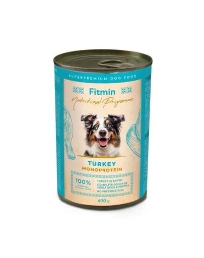 Hrana monoproteica pentru caini si catei FITMIN 400 g cu curcan