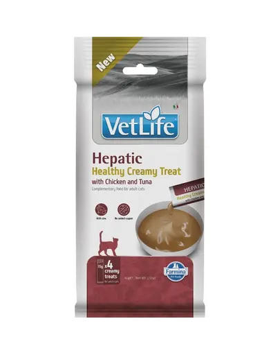 Snack cremos pisici adulte cu dieta hepatica FARMINA Vet Life Hepatic 4x15 g cu pui si ton