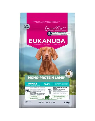 EUKANUBA Special Care Adult Mono-Protein Miel 2,3 kg hrana uscata pentru caini adulti, bogata in miel proaspat congelat