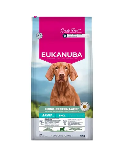 EUKANUBA Special Care Adult Mono-Protein Miel 12 kg hrana uscata pentru caini adulti, bogata in miel proaspat congelat