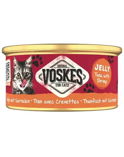 VOSKES Jelly Tuna with Shrimp 85 g hrana complementara pentru pisici, 100% ton cu creveti in jeleu