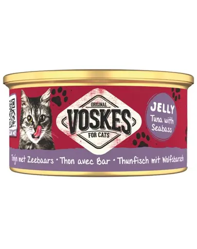 VOSKES Jelly Tuna with Seabass 85 g hrana complementara pentru pisici, 100% ton cu biban de mare in jeleu