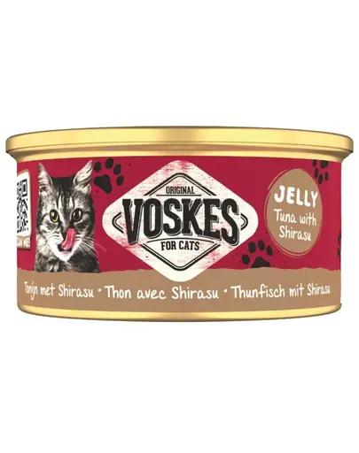 VOSKES Jelly Ton cu Shirasu 85 g 100% ton cu sardela japoneza (shirasu) in aspic, hrana complementara pentru pisici