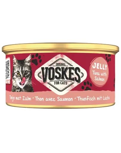 VOSKES Jelly Ton cu Somon 85 g – 100% ton cu somon in aspic, hrana complementara pentru pisici