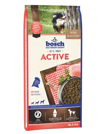BOSCH Active Hrana uscata pentru caini adulti activi, cu carne de pasare 15 kg
