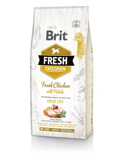 BRIT Fresh Adult Hrana uscata cu pui si cartofi 2,5 kg