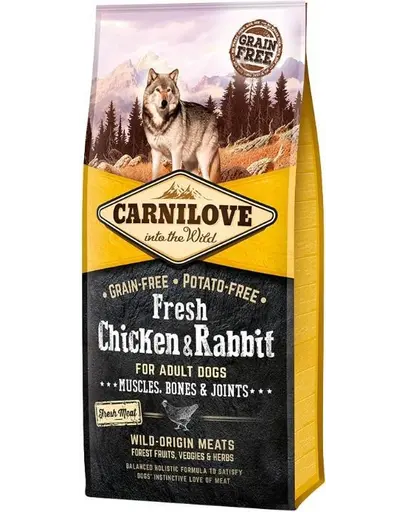 CARNILOVE Hrana uscata pentru caini adulti, cu iepure si pui 12 kg