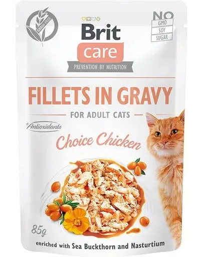 BRIT Care Cat Fillets in gravy, file de pui in sos 85 g