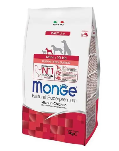 MONGE Mini Puppy&Junior hrana uscata pentru catelusi de talie mica, bogat in pui 800g