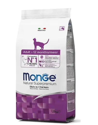 MONGE Cat Adult hrana uscata pentru pisici adulte, cu pui 1.5 kg