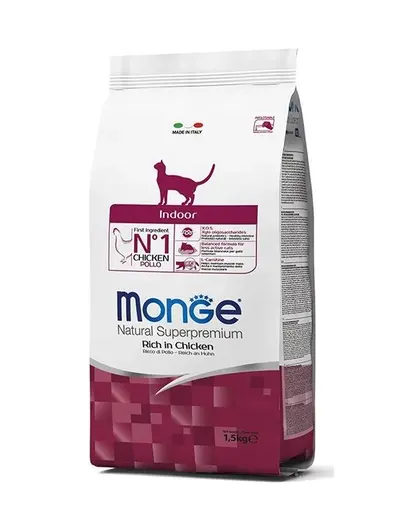 MONGE Cat Indoor hrana uscata pentru pisici adulte, cu pui 400 g