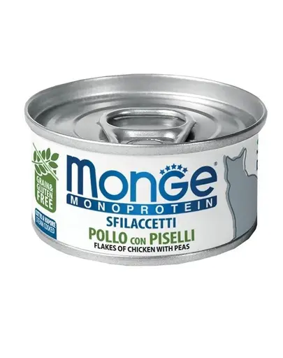 MONGE Cat Monoprotein hrana umeda pentru pisici, cu pui si mazare 80g