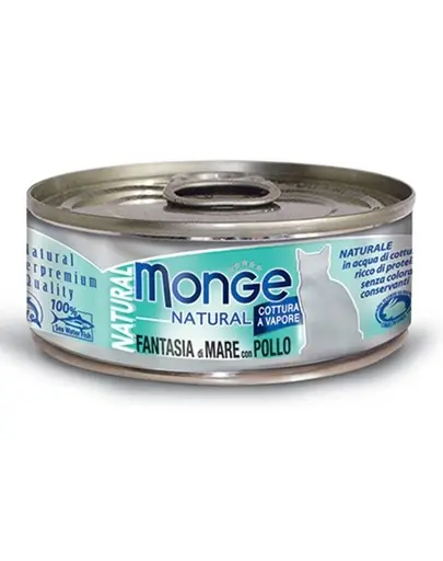 MONGE Natural Cat hrana umeda pentru pisici, cu fructe de mare si pui 80g