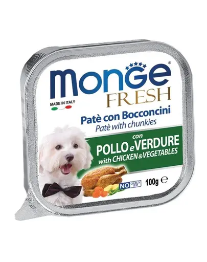 MONGE Fresh hrana umeda pentru caini sub forma de pate, cu pui si legume 100 g
