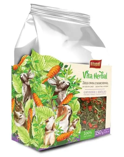 VITAPOL Vita Herbal Hrana suplimentara pentru Rozatoare si iepuri, ovaz si morcov 150 g