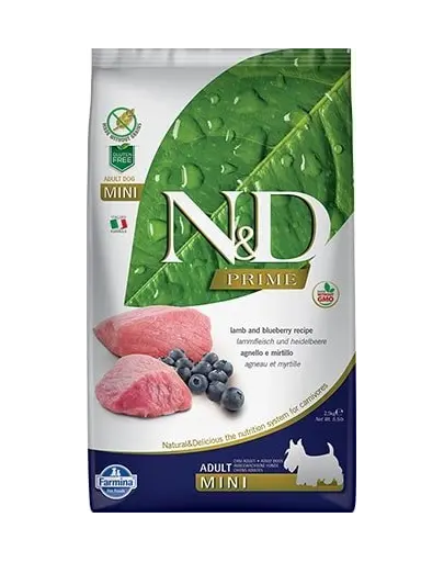 FARMINA N&D Prime Lamb & Blueberry Adult Mini 14 kg (2 x 7 kg) hrana uscata caini adulti talie mica, miel si afine