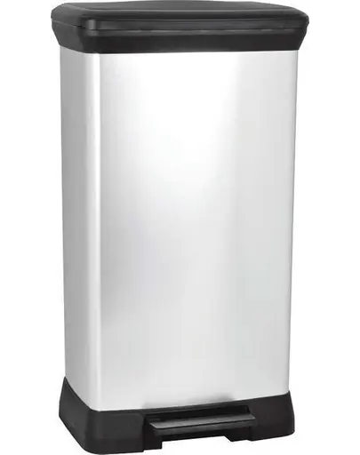 CURVER Cos de gunoi DECO BIN 50 L, negru / argintiu metalizat