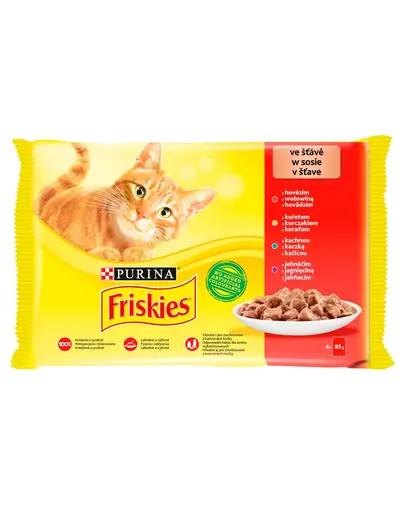 FRISKIES Hrana umeda cu mix de carne pentru pisici adulte Mulipack 4x85g