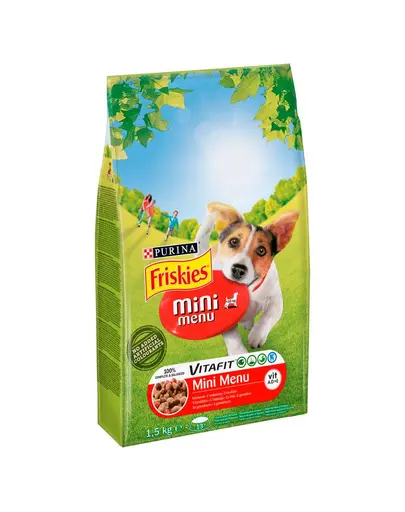 FRISKIES Mini Menu hrana caini talie mica, cu vita si legume 1,5 kg