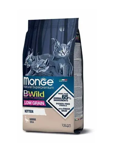 MONGE BWild Cat Kitten hrana uscata pentru pisoi, cu gasca 1,5 kg