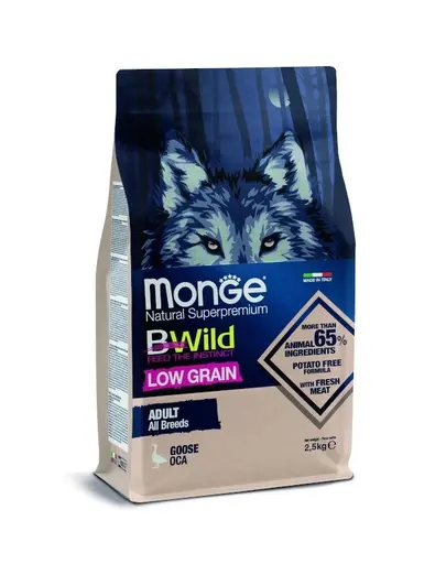 MONGE BWild Adult hrana uscata pentru caini, cu gasca 2,5 kg