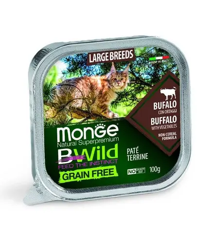 MONGE BWild Cat hrana umeda pentru pisici de talie mare, cu bivol 100g
