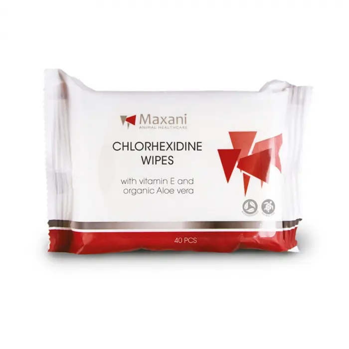 Maxani servetele cu Chlorhexidine wipes with vitamin E pentru caini si pisici - 40 pcs