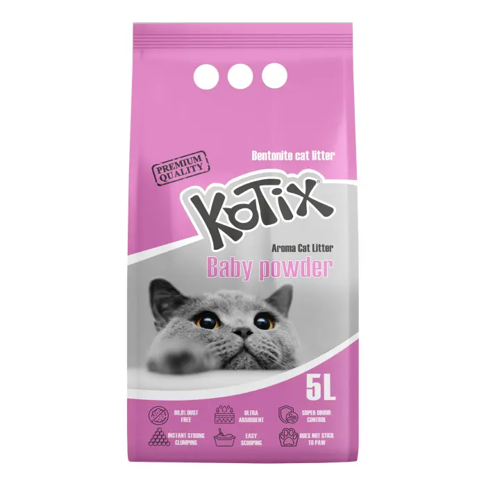 Asternut igienic pentru pisici bentonita Kotix, 5l, aroma Pudra de talc