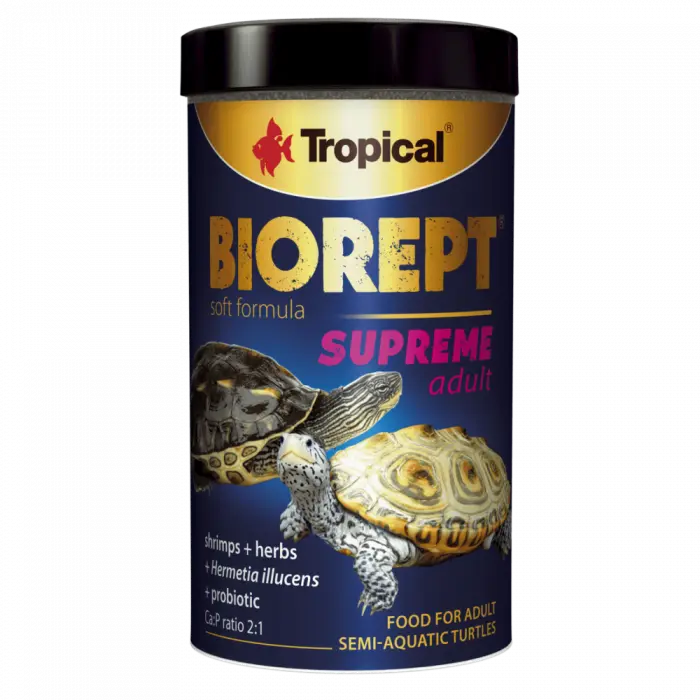 Dieta speciala cu adaos de probiotice pentru testoasele adulte acvatice si semiterestre, Tropical, BIOREPT SUPREME ADULT,TERRARIUM, 28G