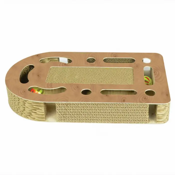 Carton de zgariat pentru pisici, model ScratchPlay, 43.18   24.76   6.35 cm, Maro