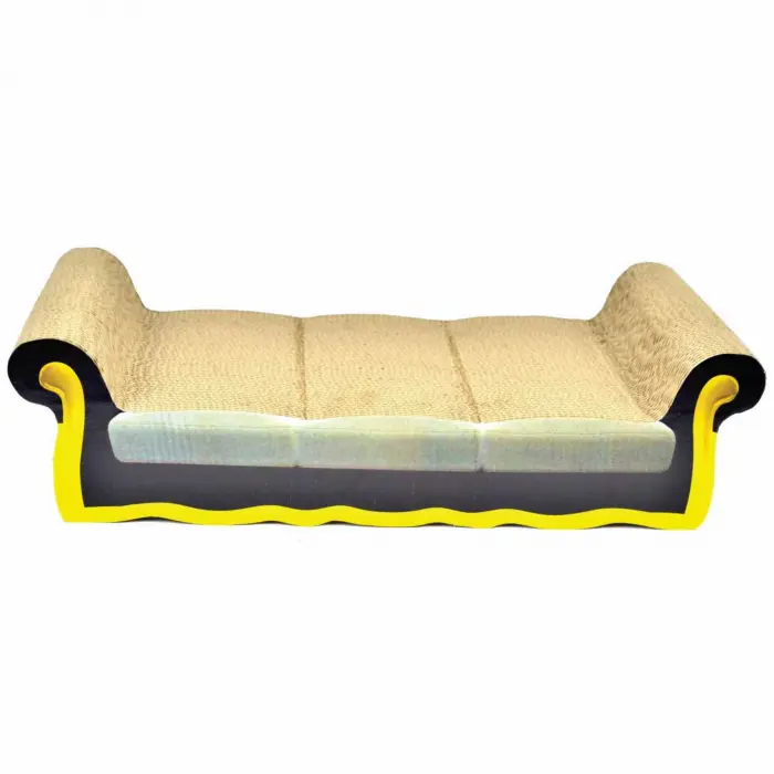 Carton de zgariat pentru pisici, model canapea, 56.51   23.81   13.01 cm, Bej