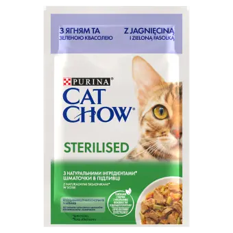 Hrana umeda pisici sterilizate CAT CHOW STERILISED Miel si Fasole verde 1 x 85g